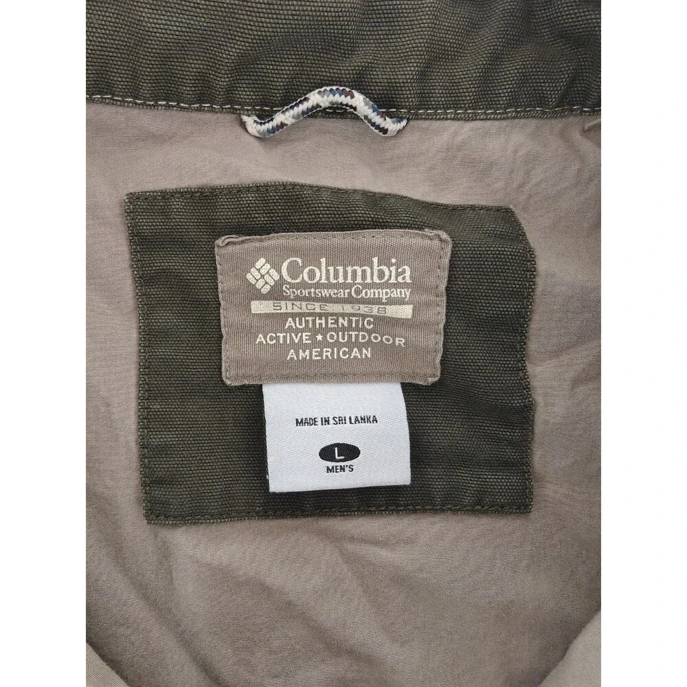 Columbia Mens Large Full Zip Jacket Beige Outdoor Hiking Lightweight Coat L